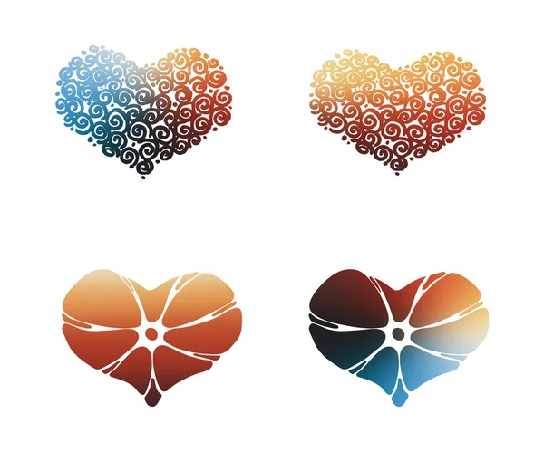 รูปร่างหัวใจที่มีสีสันสดใส . — ภาพเวกเตอร์สต็อก