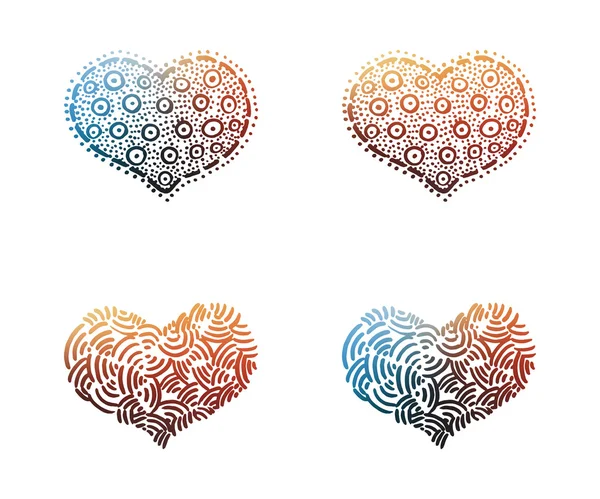 Vibrantes corazones coloridos formas . — Archivo Imágenes Vectoriales
