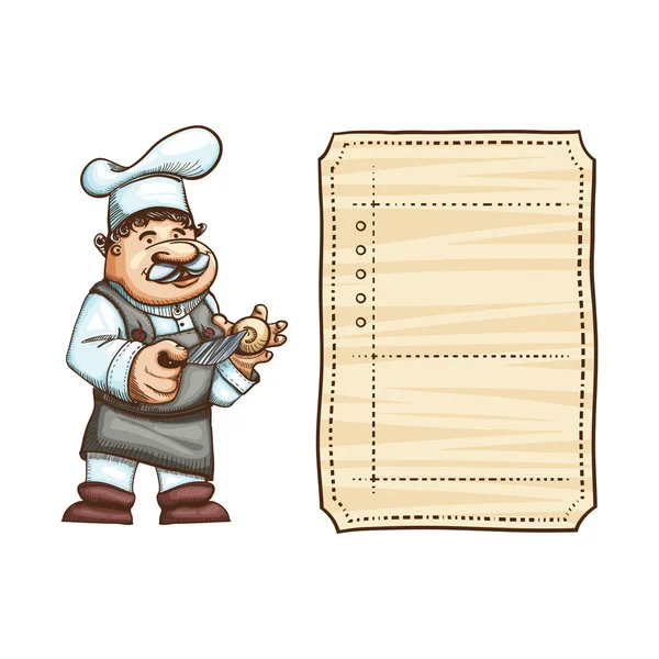 Cozinheiro dos desenhos animados com faca . — Vetor de Stock