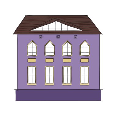 Eski şehir binada çizgi film.