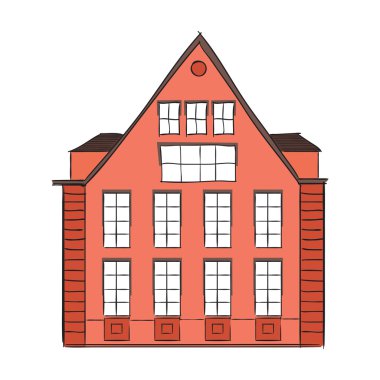 Eski şehir binada çizgi film.