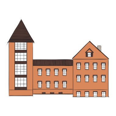 Eski şehir binada çizgi film.