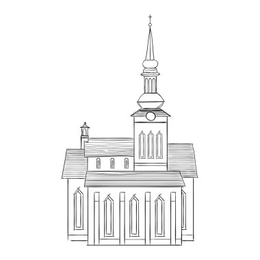 Eski şehir binada çizgi film.