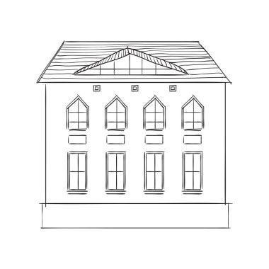 Eski şehir binada çizgi film.