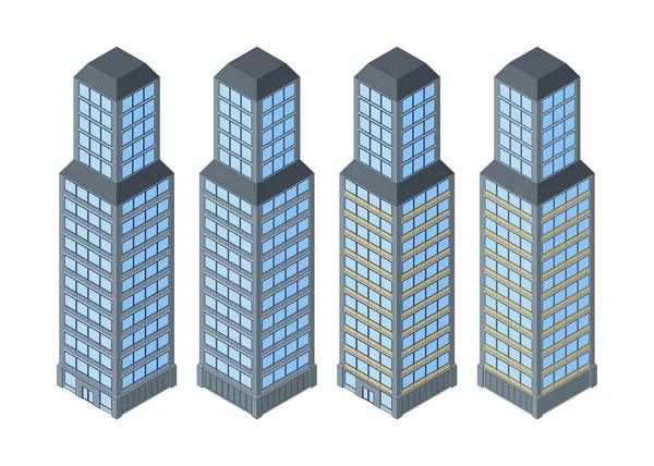 Vector isometric buildings. Skyscrapers. — Stock Vector