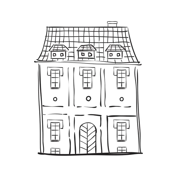 Edificio de dibujos animados en el casco antiguo . — Vector de stock