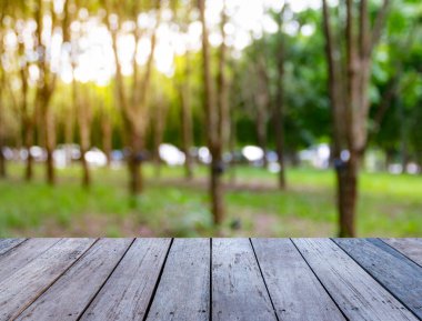 Parktaki ahşap masa.