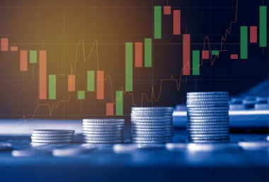 Para yığını ve grafik işi konsepti