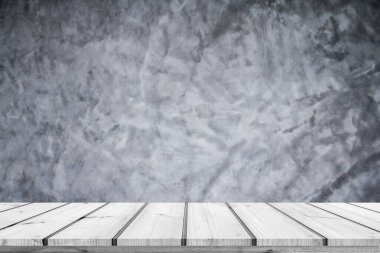 Ürün gösterimi için beton duvar desenli eski ahşap döşeme veya ahşap döşeme