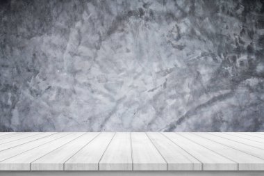 Ürün gösterimi için beton duvar desenli eski ahşap döşeme veya ahşap döşeme