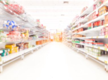 Alışveriş merkezi ve perakende mağazasının soyut bulanık arkaplanı