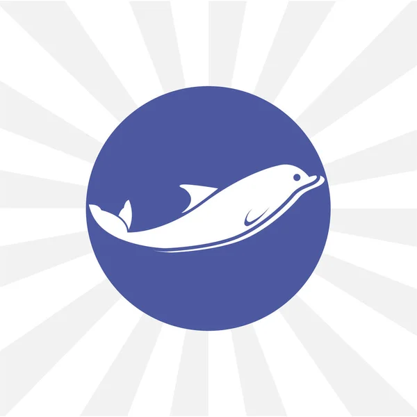 Delfin Ikon Design Elem Fehér Háttér — Stock Vector