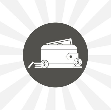 Cüzdanı para ile izole basit katı vektör simgesi