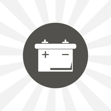 araba aküsü beyaz arkaplanda katı vektör simgesini izole etti