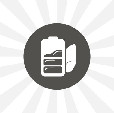 Beyaz arkaplanda yaprak izole edilmiş katı vektör simgesine sahip eko batarya