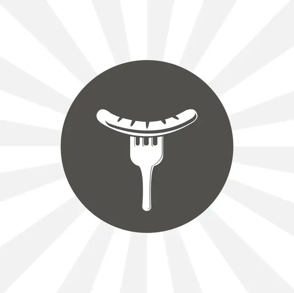 Salchicha Tenedor Icono Vectorial Aislado Elemento Diseño Alimentos — Archivo Imágenes Vectoriales