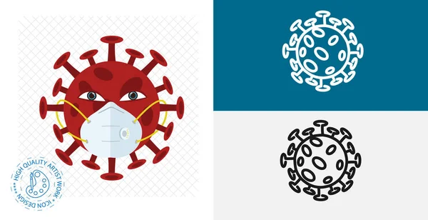 Coronavirus izole edilmiş düz simge. katı ve çizgi tıp tasarım elementi
