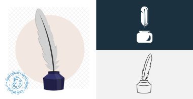 Tüy mürekkebi izole vektör simgesi. satır, katı tasarım ögesi
