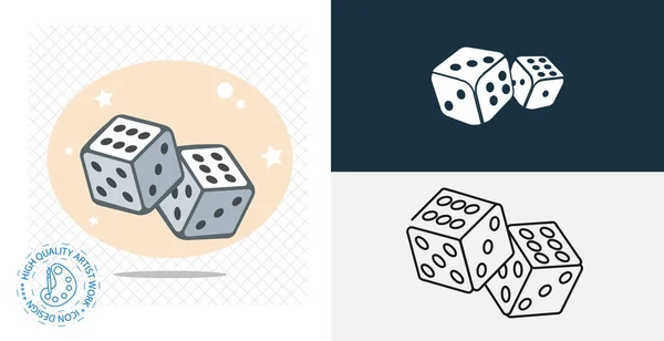 Dados Cubos Icono Vectorial Aislado Elemento Diseño Del Casino — Vector de stock