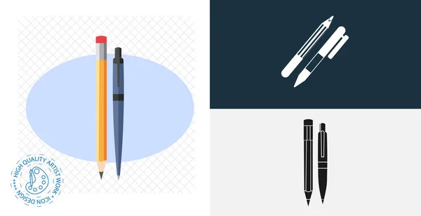 Lápiz Lápiz Icono Vectorial Aislado Línea Elemento Diseño Sólido — Vector de stock