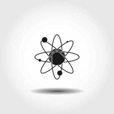 Atom izole vektör simgesi. Atom tasarımı ögesi