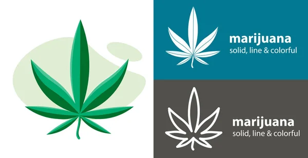 Cannabis Icon Marijuana Leaf Isolated Vector Flat Icon Plant Line — Stock Vector