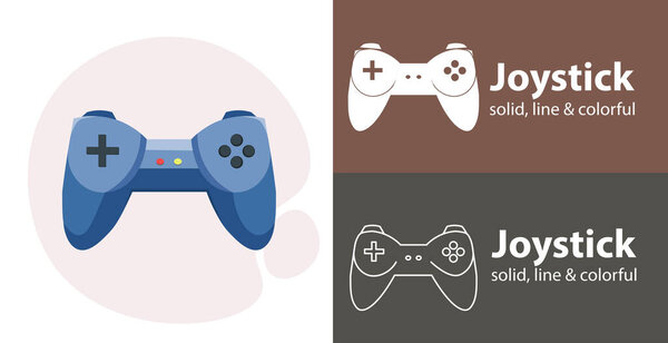 Joystick icon. gamepad isolated vector icon. Joystick line solid flar icon