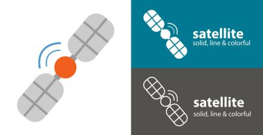 uzay uydu izole vektör simgesi. boşluk çizgisi katı düz simge