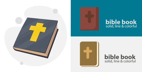 Holy Bible Isolated Vector Icon Religion Line Solid Flat Icon — Stock Vector