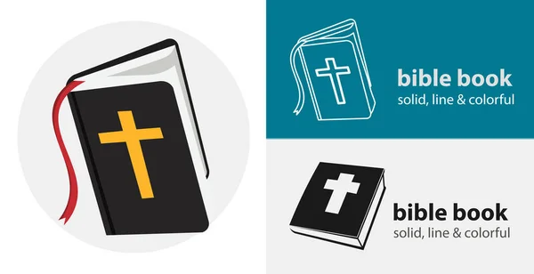 Holy Bible Isolated Vector Icon Religion Line Solid Flat Icon — Stock Vector