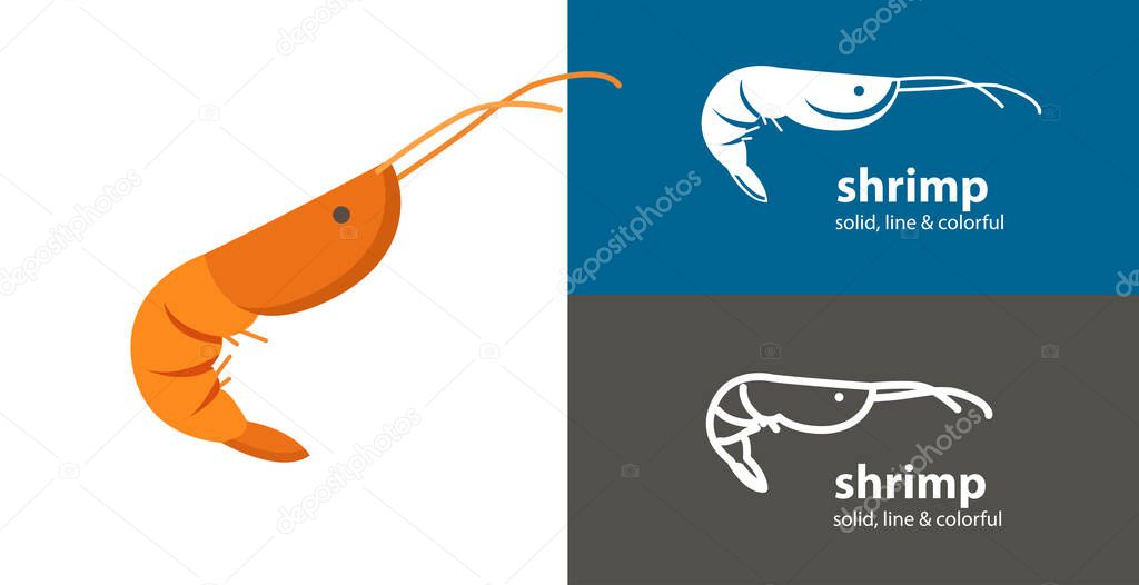 Shrimp isolated vector icon. sea line solid flat icon