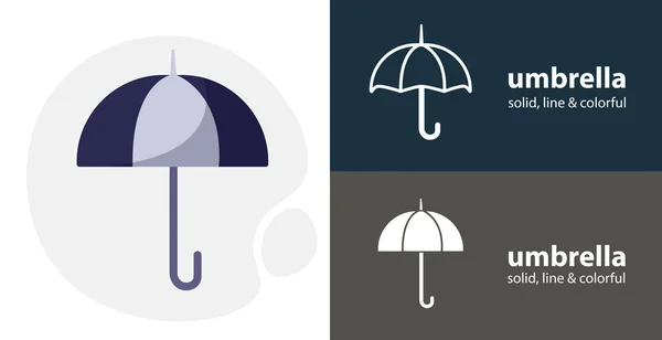 Зонтик Плоский Значок Зонтиком Простой Линия Значок — стоковый вектор