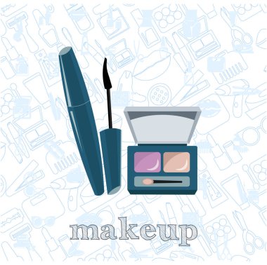 Göz farı vektör düz illüstrasyon, kozmetik göz kalemi çizimi çizimi