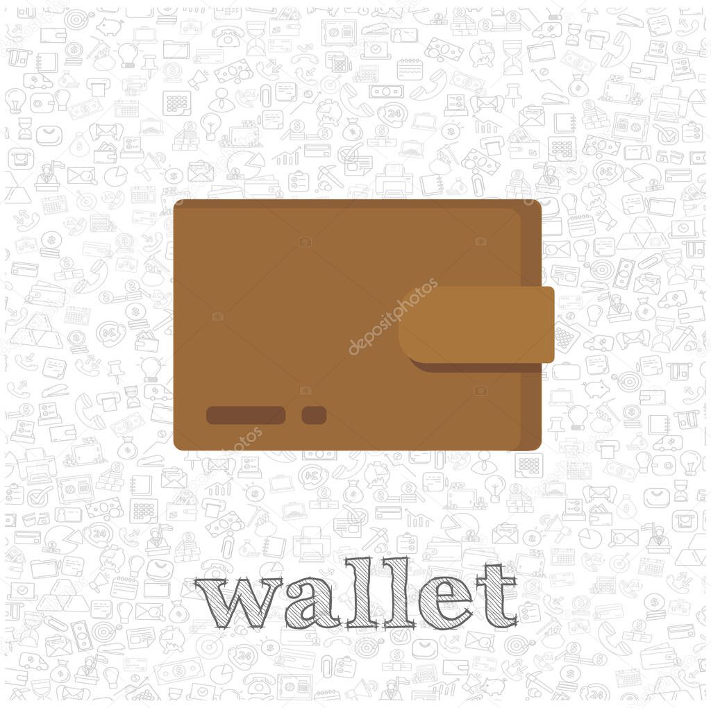 wallet isolated vector flat illustration. brown wallet flat icon