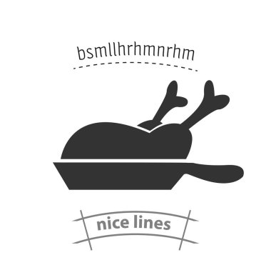 Kızarmış tavuk basit vektör simgesi. Tavada kızarmış tavuk, izole edilmiş ikon.