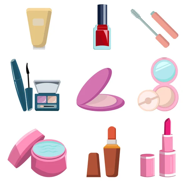 Cosméticos Vetor Clip Art Set Com Creme Pele Esmalte Tubo —  Vetores de Stock