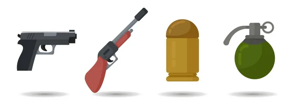 Pistole Handgranate Kugel Waffe Waffen Vektor Clip Art Set Pistole — Stockvektor