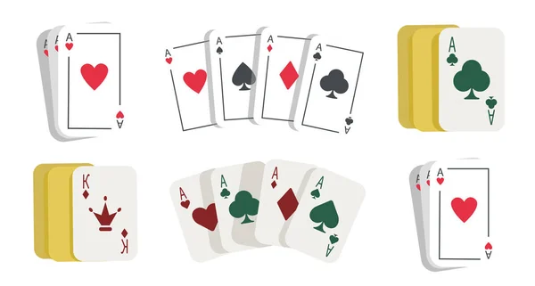 Playing Cards Four Aces Vector Clip Art Set Playing Cards — Stock Vector