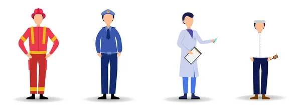 Politie Dokter Kok Brandweerman Vector Clip Art Set Politie Dokter — Stockvector