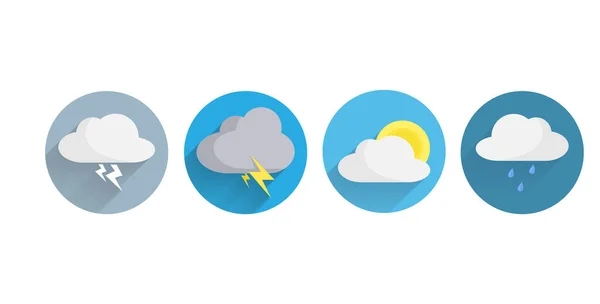 Clima Previsión Vector Clip Arte Conjunto Con Sol Lluvia Nube — Vector de stock