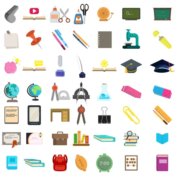 Escola Educação Vetor Clip Art Set Com Tampa Graduação Livro — Vetor de Stock