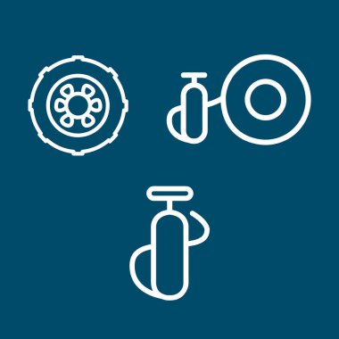 inflate tire, car wheel, car line icon set. inflate tire, car wheel, car line icon set.