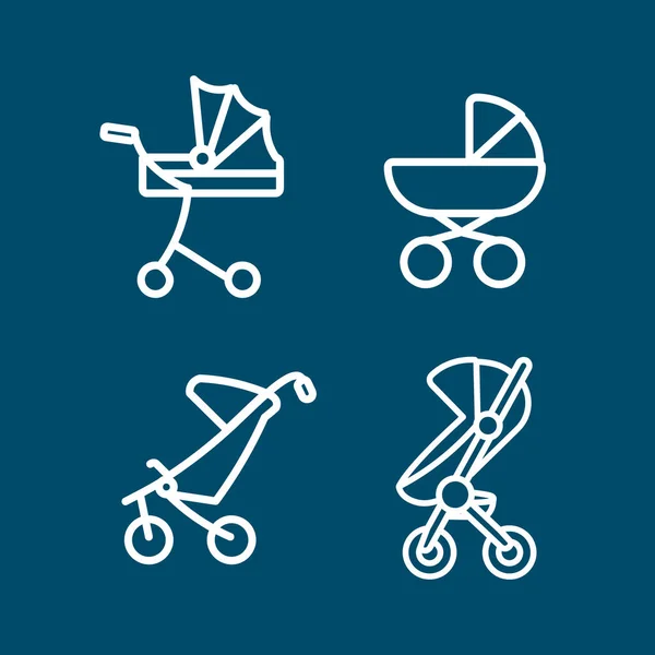 Baby Carriage Vector Line Icon Set Baby Carriage Vector Line — Stock Vector