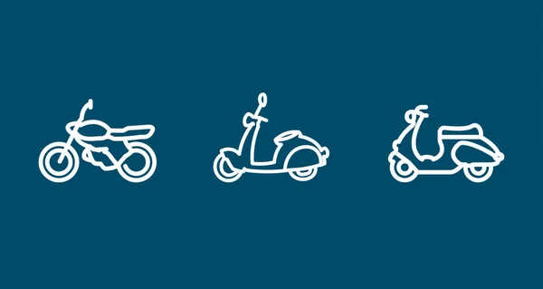 Motorcycle Line Icon Set Sportbike Scooter Motorcycle Line Icon Set — Stock Vector