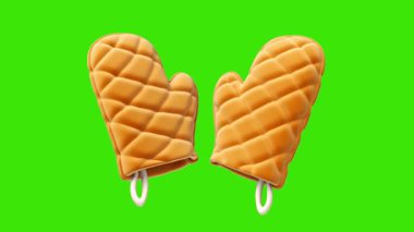 Turuncu Yorganlı Fırın Eldivenleri 3B simge hareketlendirici