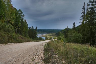 Ormanda kırsal çakıl yolu