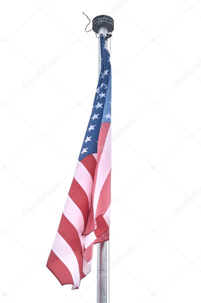 The USA flag is hanging on the flagpole