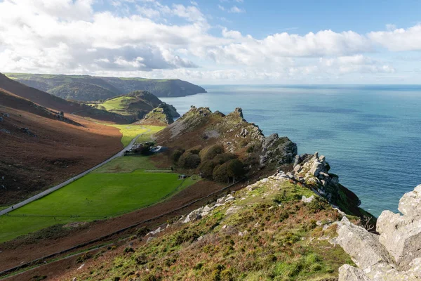 View Hollerday Hill Valley Rocks Exmoor National Park — Stock Photo, Image