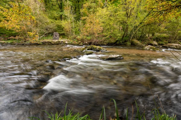 Lång Exponering Floden Barle Rinner Genom Barle Valley Vid Tarr — Stockfoto