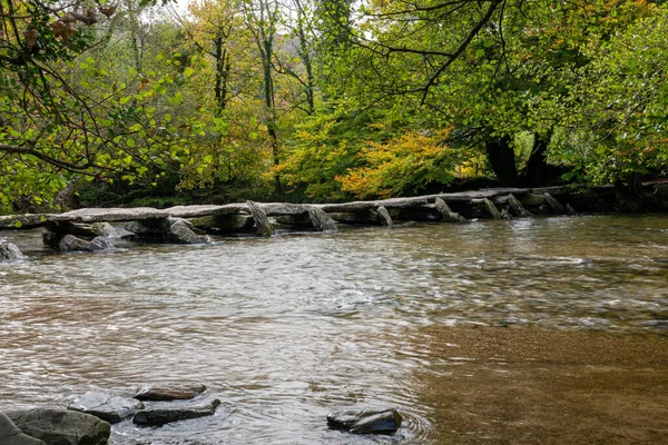 Kilátás Tapsoló Híd Tarr Steps Exmoor Nemzeti Park — Stock Fotó